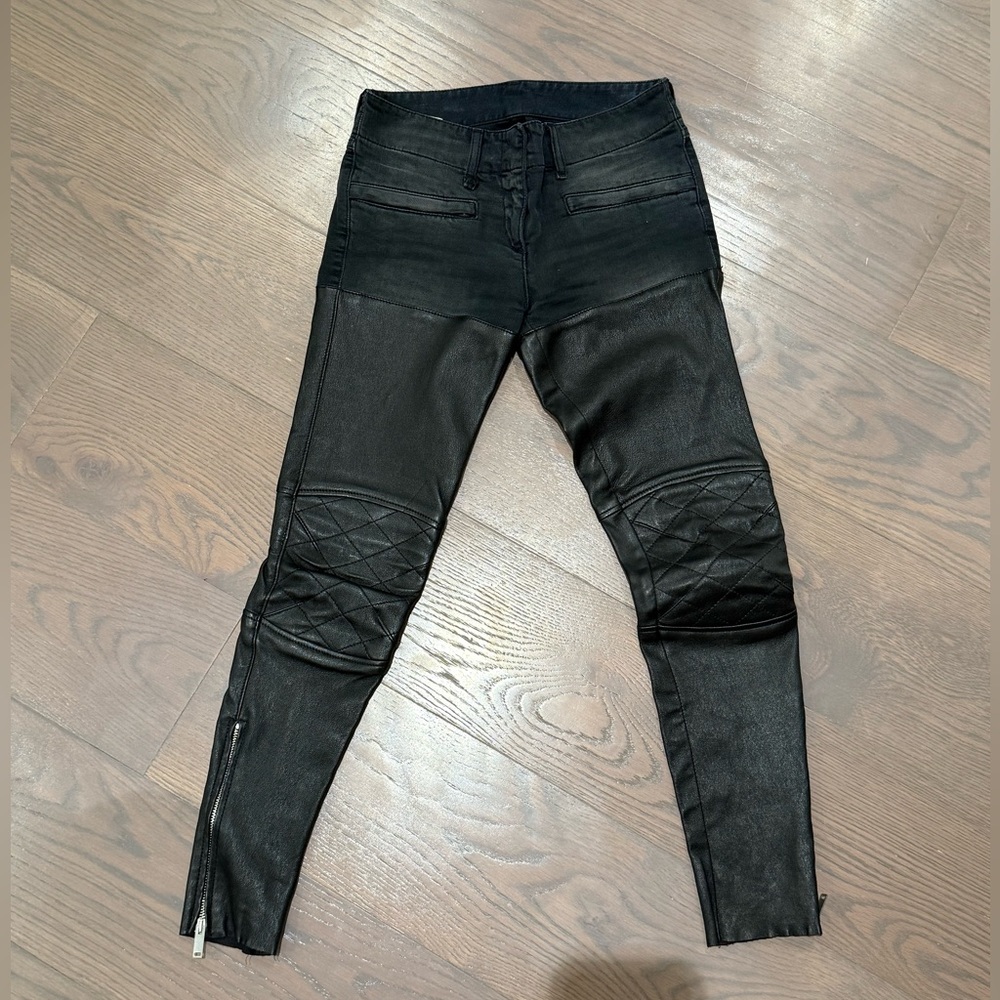 Black Moto Leather Chaps Jeans R13